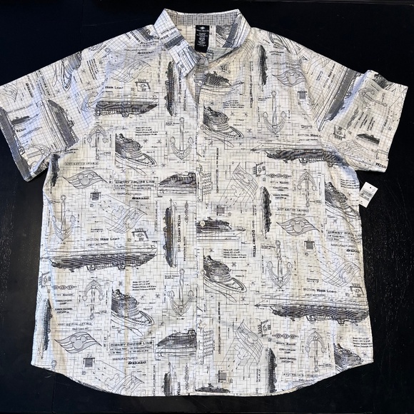 NWT Disney Cruise Line Exclusive Wish Blueprint Men’s Button Down Shirt Size XXL - Picture 1 of 5